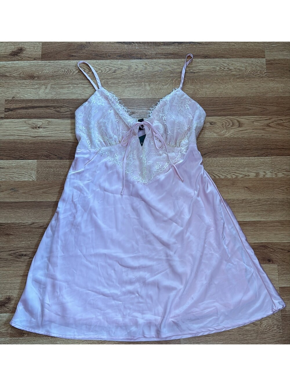 Wild Fable Satin Lace Slip Dress Light Pink              Size L New